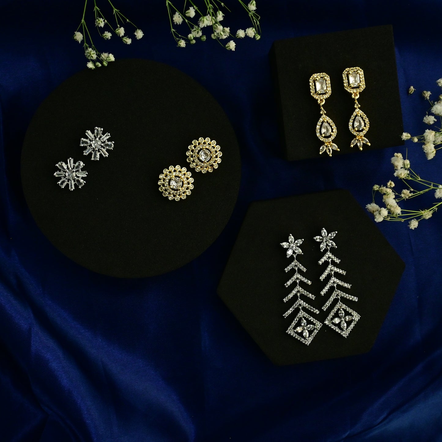 Vedika AD Earrings Combo Set